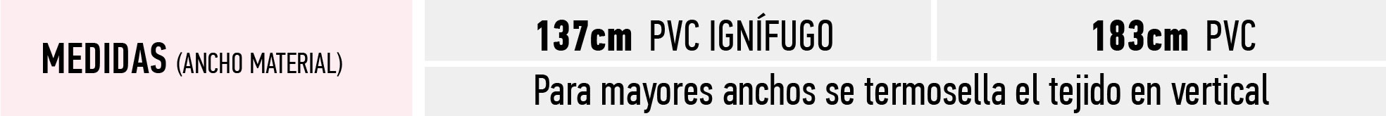 medidas del tejido pvc